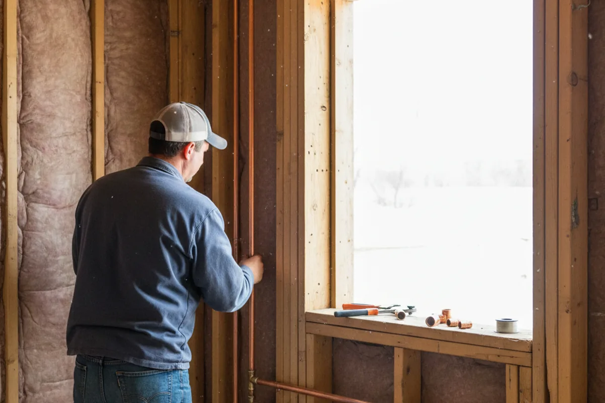 Licensed plumber running new copper supply lines in a Poca home