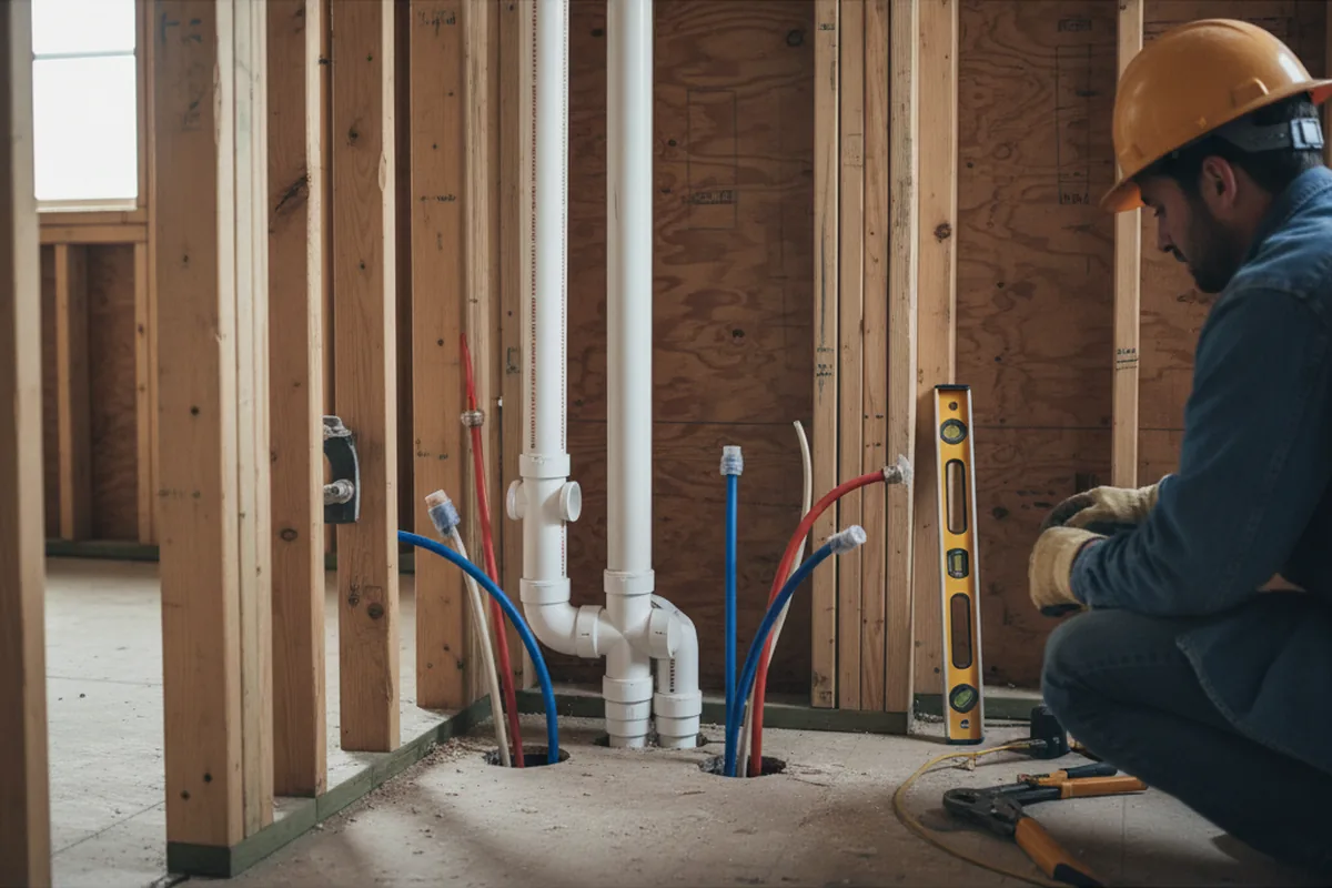 Drain and supply rough-in during Leak Detection in Poca